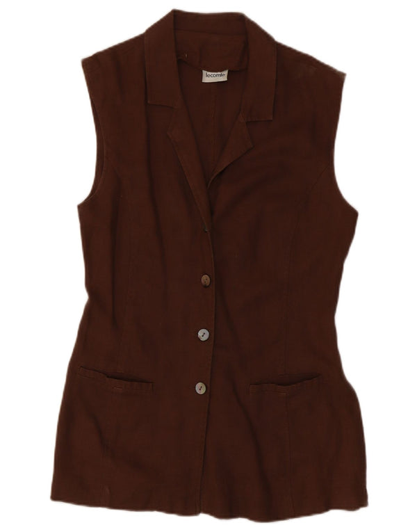 Lecomte Chaqueta Blazer sin Mangas de 3 Botones para Mujer UK 10 Small Brown