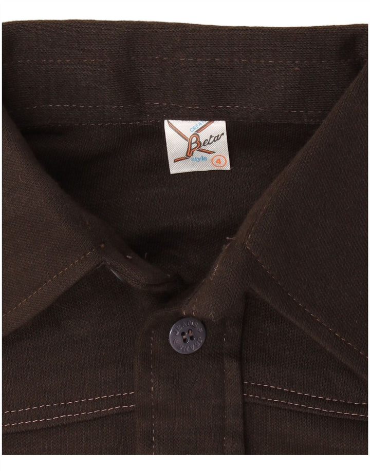 BETA Polo de manga larga para hombre pequeño marrón