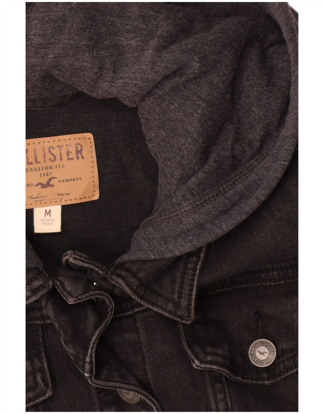 Hollister Chaqueta Vaquera Con Capucha Para Mujer UK 44 Gris Medio Colorblock