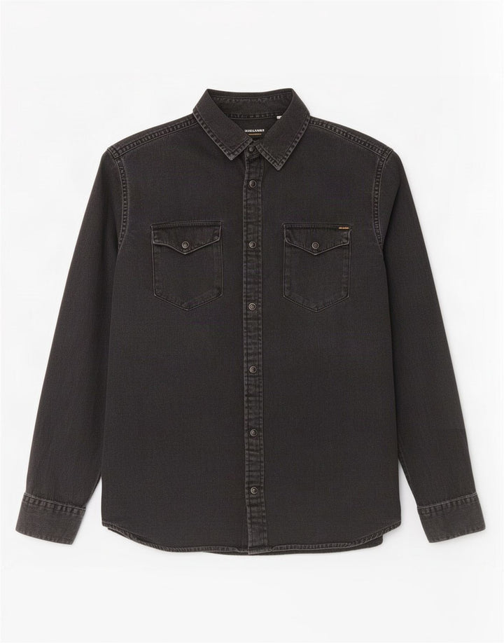 Jack & Jones Camisa Vaquera Grande De Algodón Negro Para Hombre