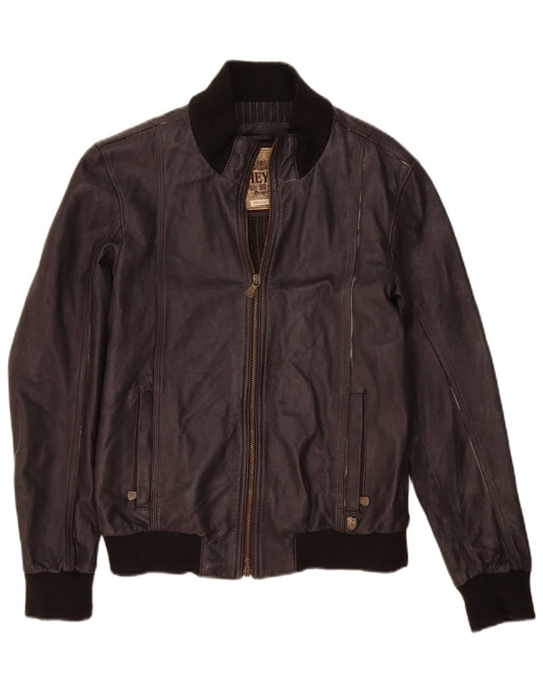 Vintage hombres bombardero chaqueta de cuero Reino Unido 36 pequeño cuero marrón