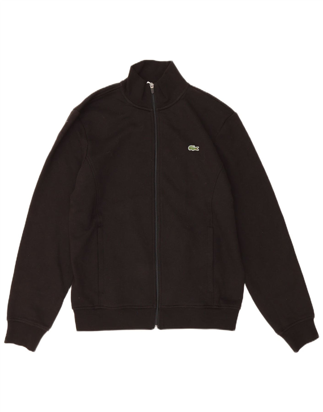 Lacoste Chaqueta de chándal de ajuste regular para hombre, talla 4, algodón negro mediano