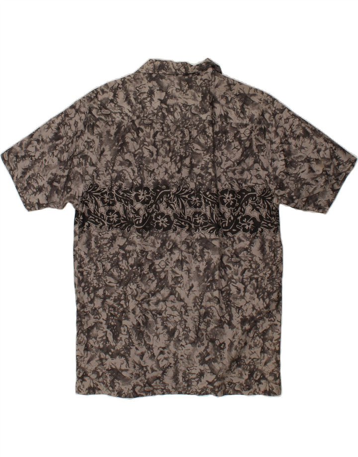 VINTAGE Mens Short Sleeve Shirt Large Grey Floral Vintage Vintage and Second-Hand Vintage from Messina Hembry 