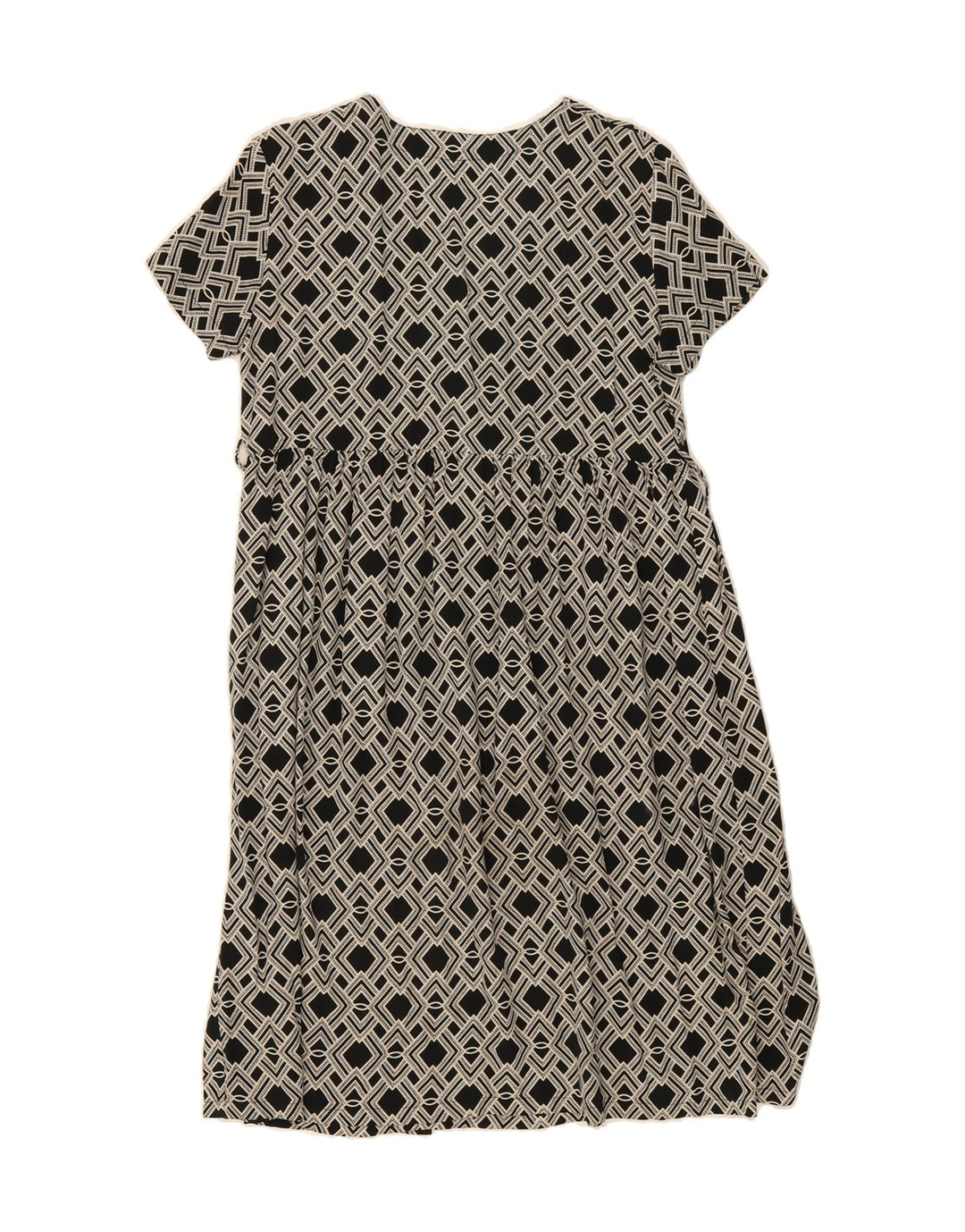 VINTAGE Womens Abstract Pattern Shift Dress IT 44 Medium Black Viscose Vintage Vintage and Second-Hand Vintage from Messina Hembry 