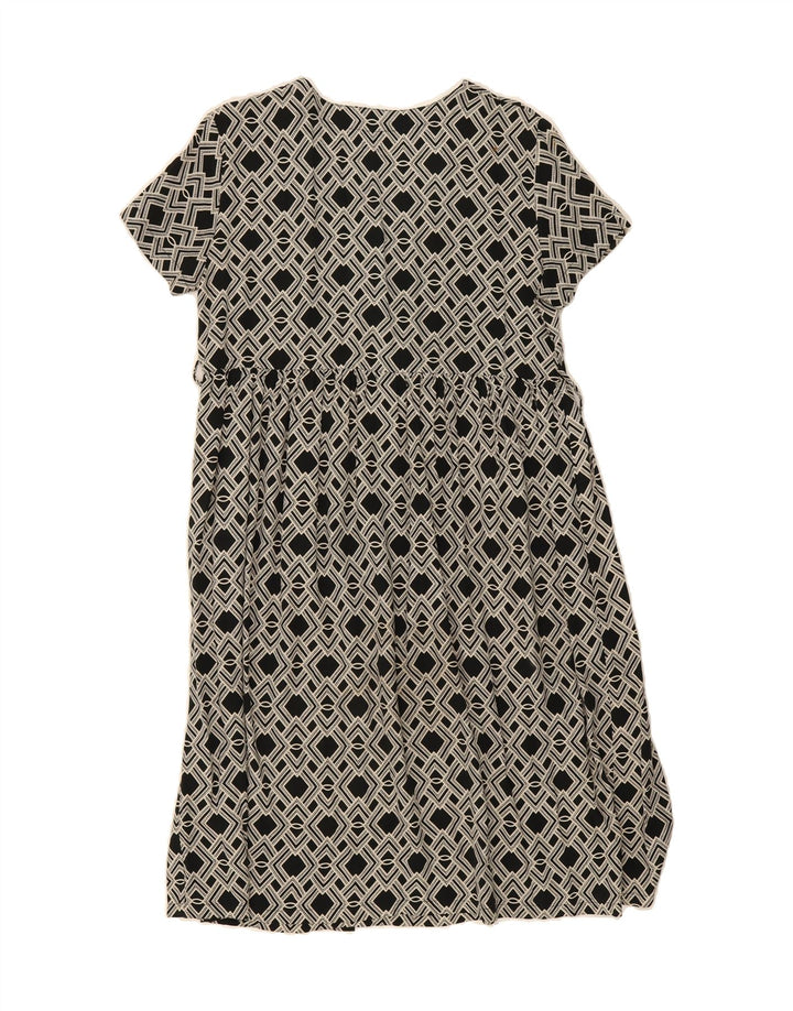 VINTAGE Womens Abstract Pattern Shift Dress IT 44 Medium Black Viscose Vintage Vintage and Second-Hand Vintage from Messina Hembry 
