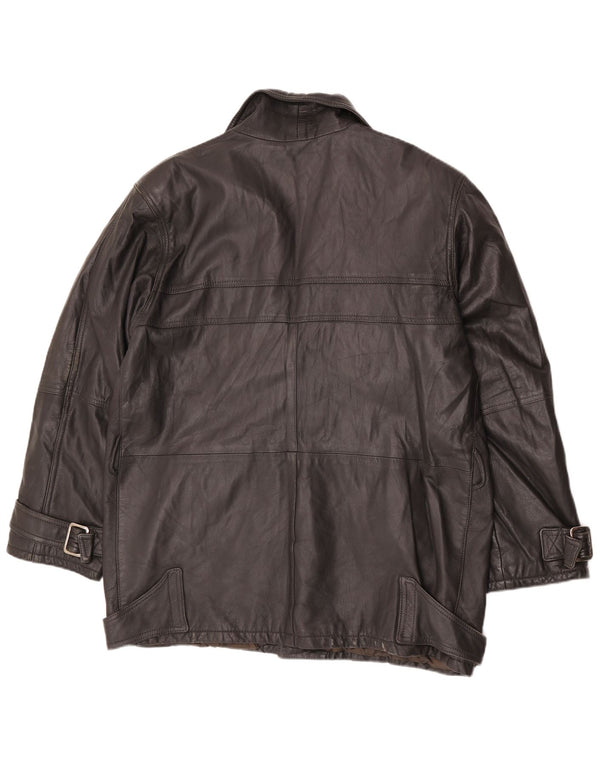 Chaqueta de cuero vintage para hombre IT 56 3XL cuero negro