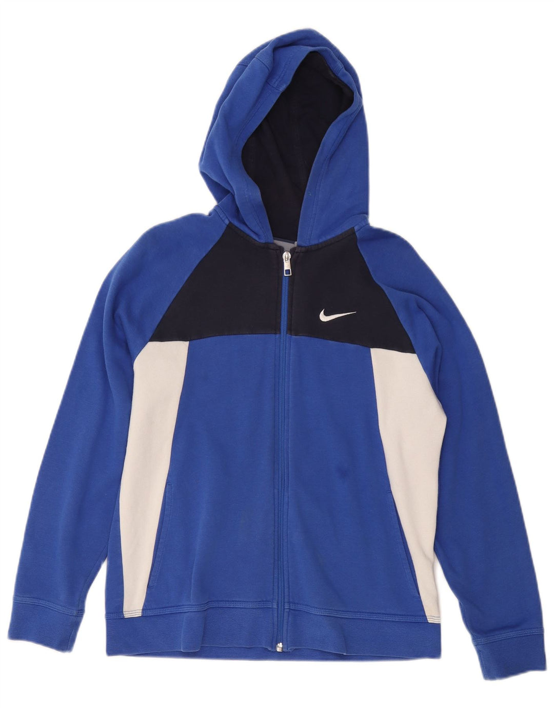 NIKE Sudadera con capucha y cremallera para niños 13-14 años XL Azul Colorblock Algodón