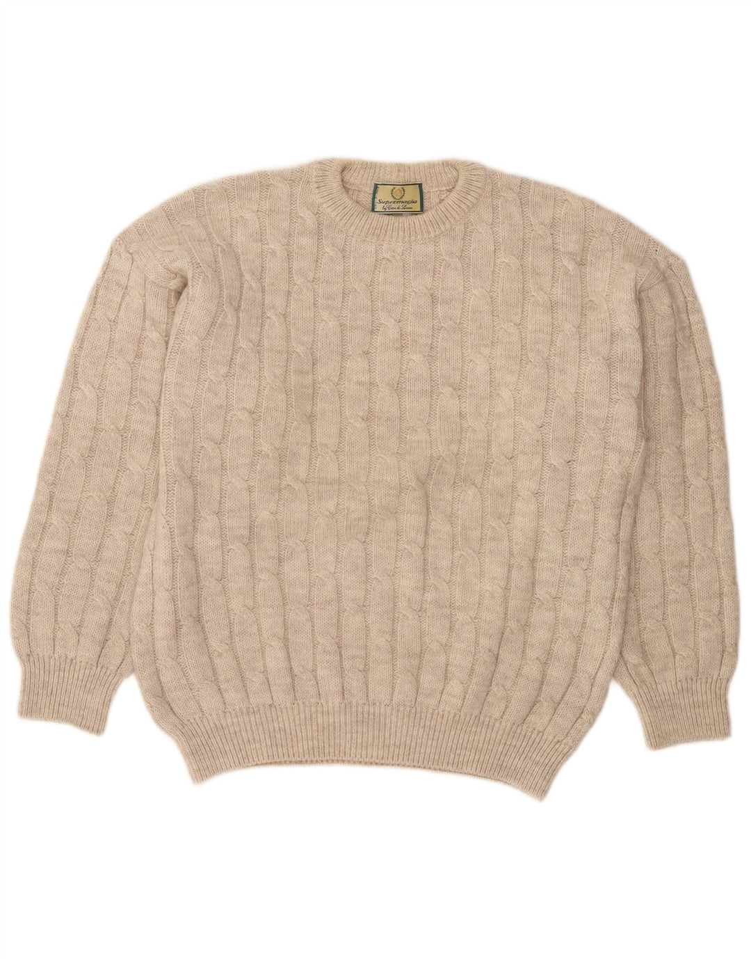 Supermaglia - Jersey de cuello redondo para hombre, talla grande, color beige