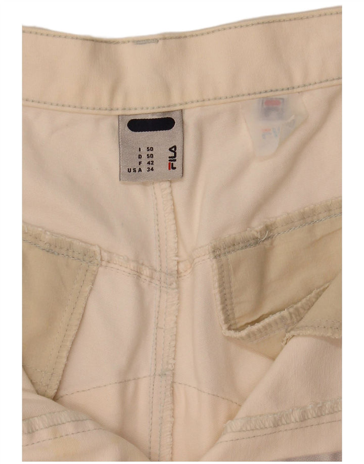 Fila pantalones cortos chinos para hombre IT 50 grande W34 blanco roto