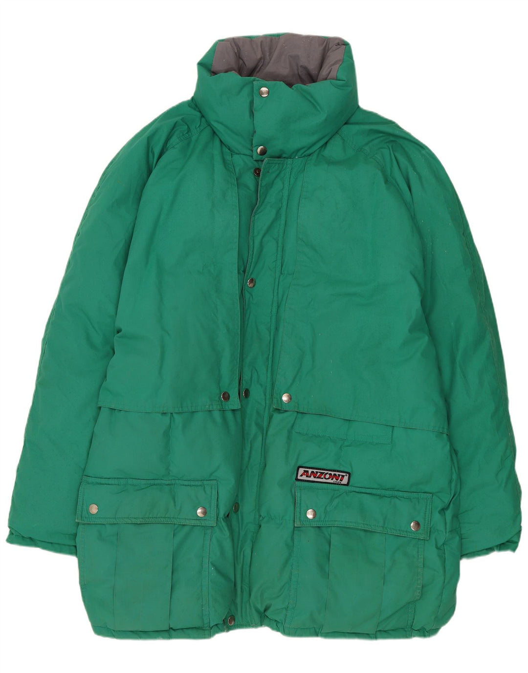 Anzoni Chaqueta acolchada holgada para hombre UK 38 Poliéster verde medio