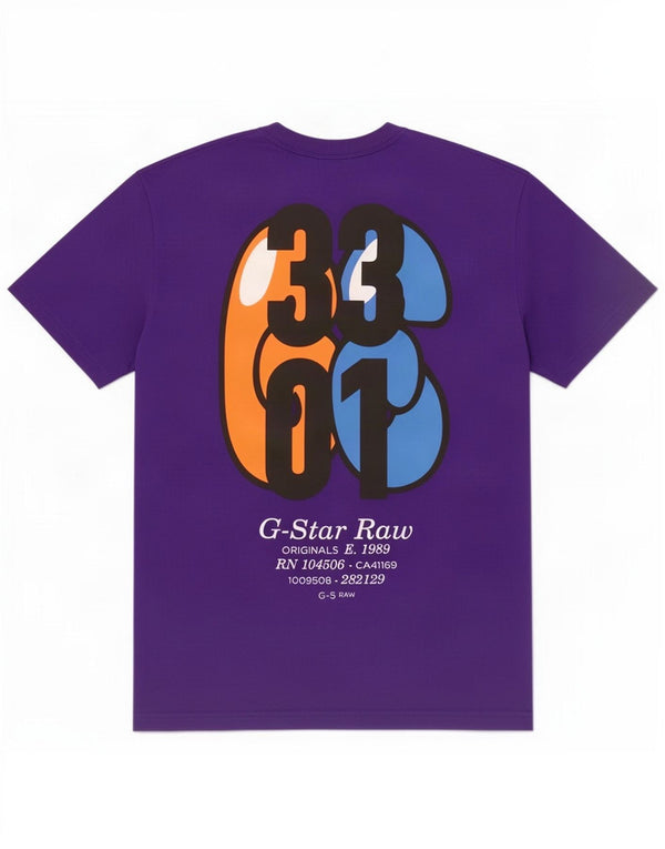 G-Star Hombre Camiseta Gráfica Top XL Algodón Morado