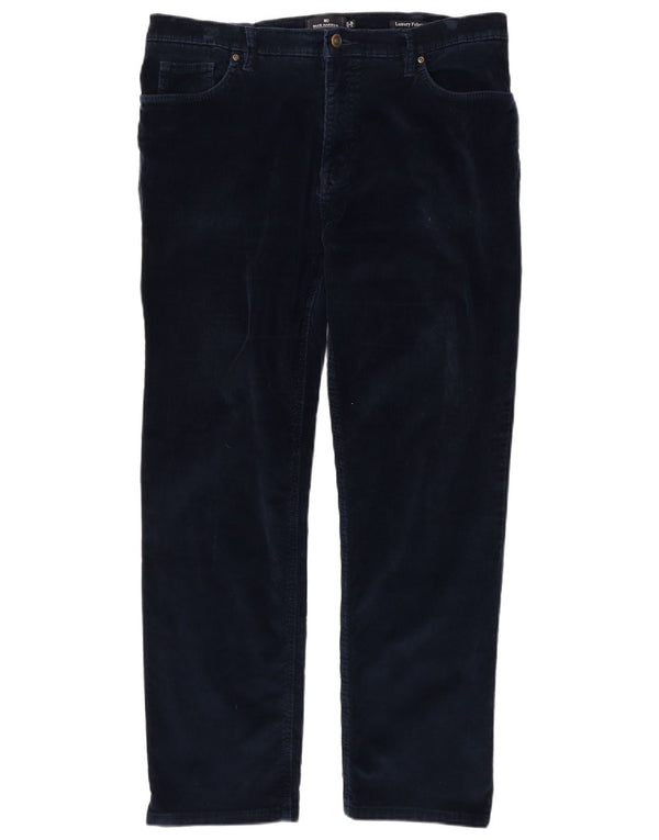 Marks & Spencer Pantalón recto de pana azul Harbor para hombre W36 L31 Azul marino