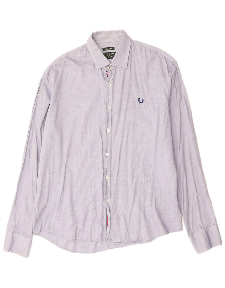 FRED PERRY Camisa ajustada para hombre 2XL Algodón azul
