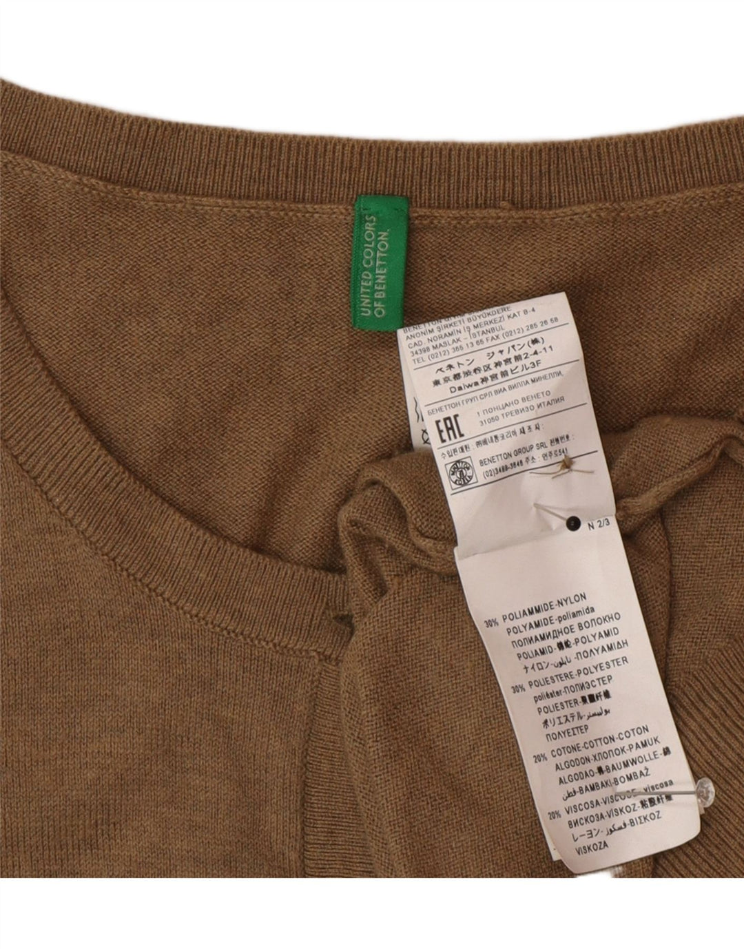 Benetton Cárdigan Mujer ES 42 Marrón Medio Poliamida