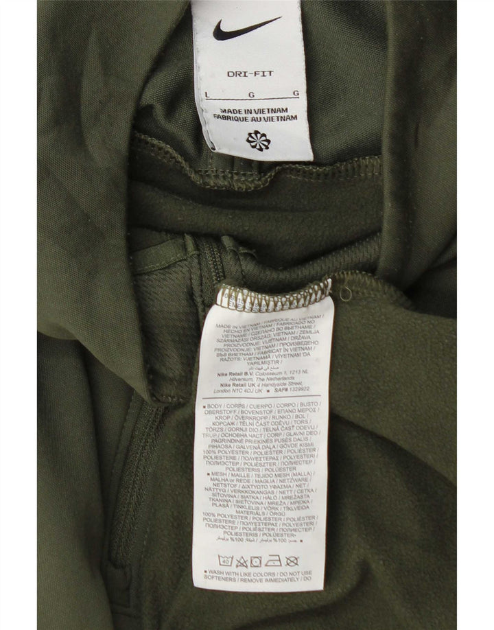 Nike Dri Fit - Chándal con cremallera y cuello para hombre, talla grande, poliéster verde