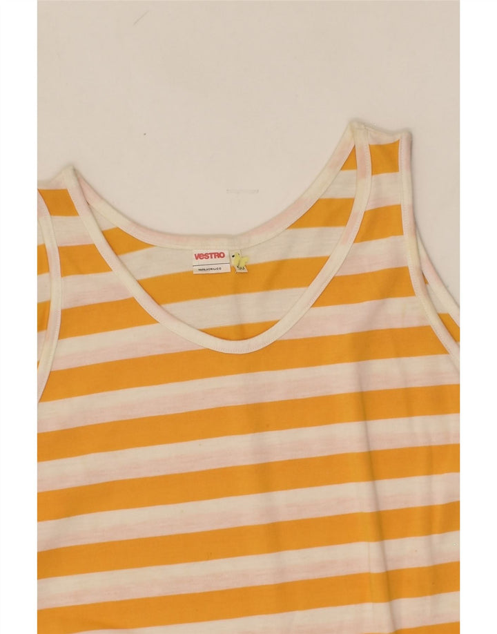 VINTAGE Womens Vest Top IT 50 XL Yellow Striped Acrylic | Vintage Vintage | Thrift | Second-Hand Vintage | Used Clothing | Messina Hembry 