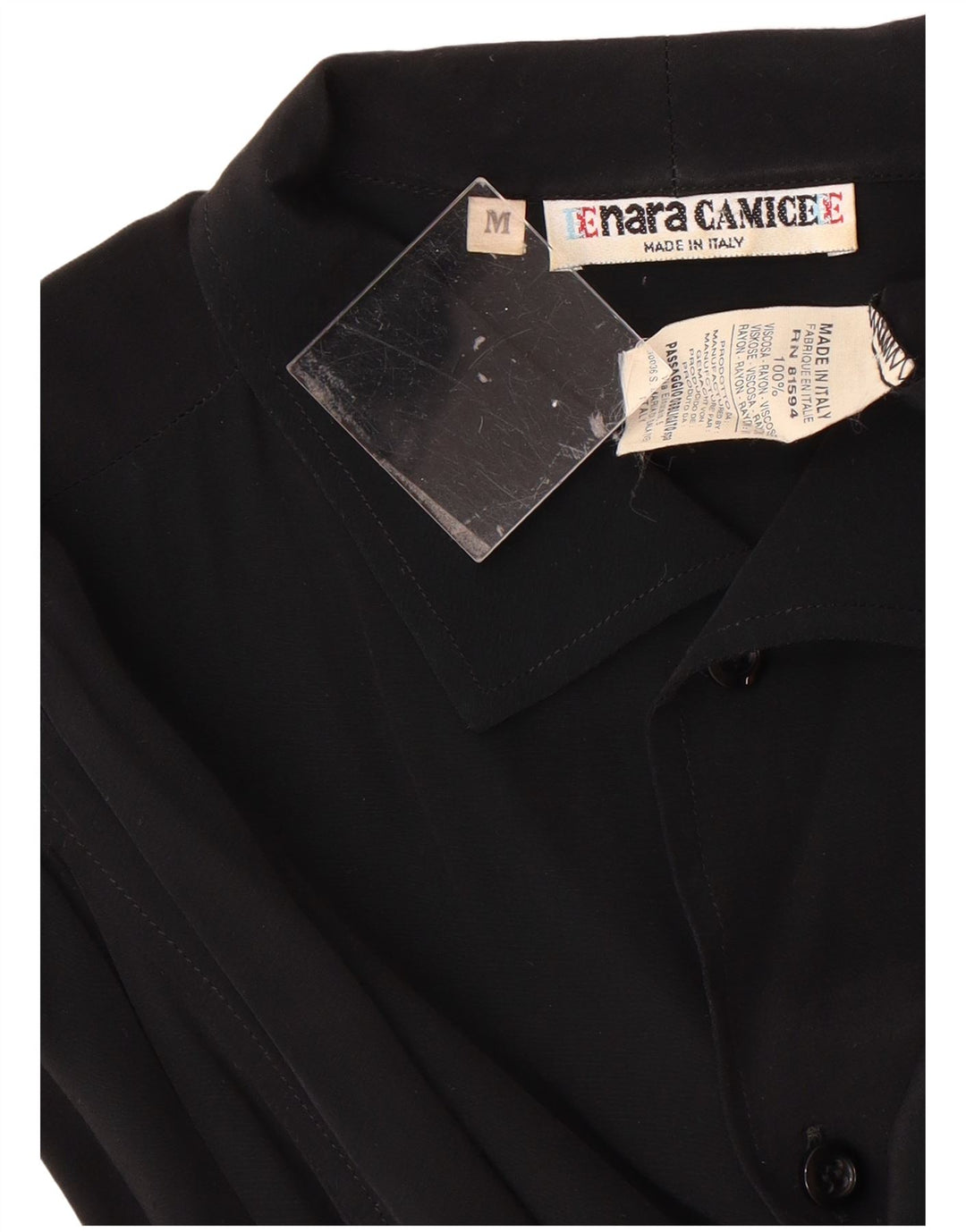 ENARA CAMICECE Mens Short Sleeve Shirt Medium Black Viscose