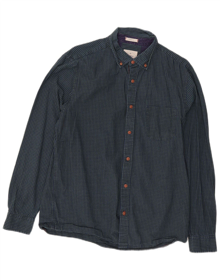 Camisa de hombre de corte clásico de algodón a cuadros azules grandes de White Stuff