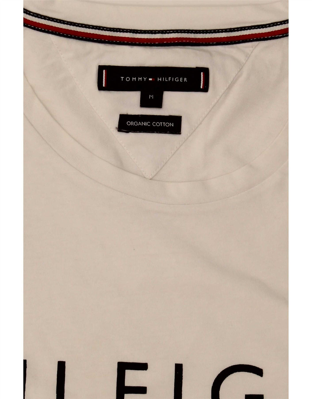 Tommy Hilfiger Camiseta gráfica para hombre Top Medium White Cotton