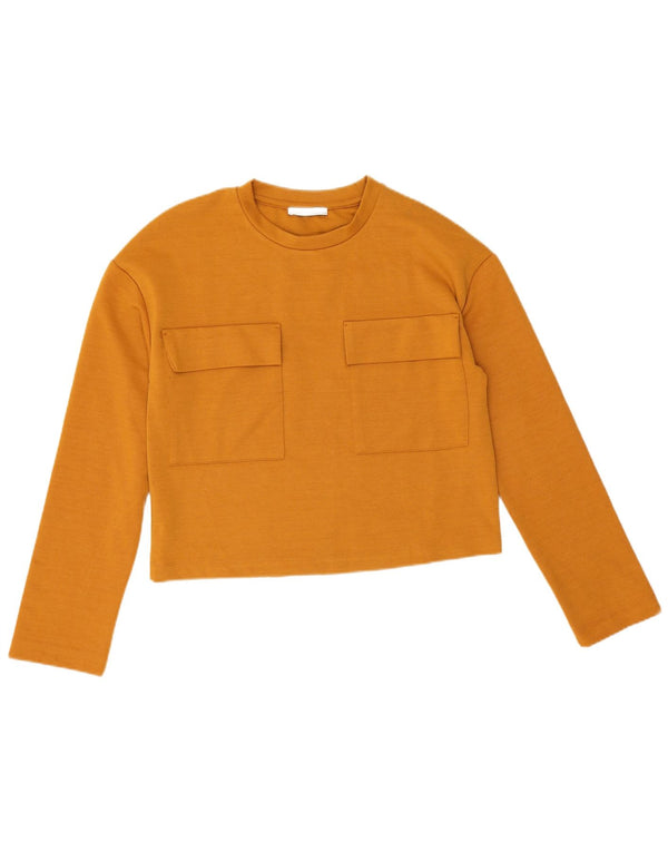 Zara Mujer Top Manga Larga UK 10 Small Naranja