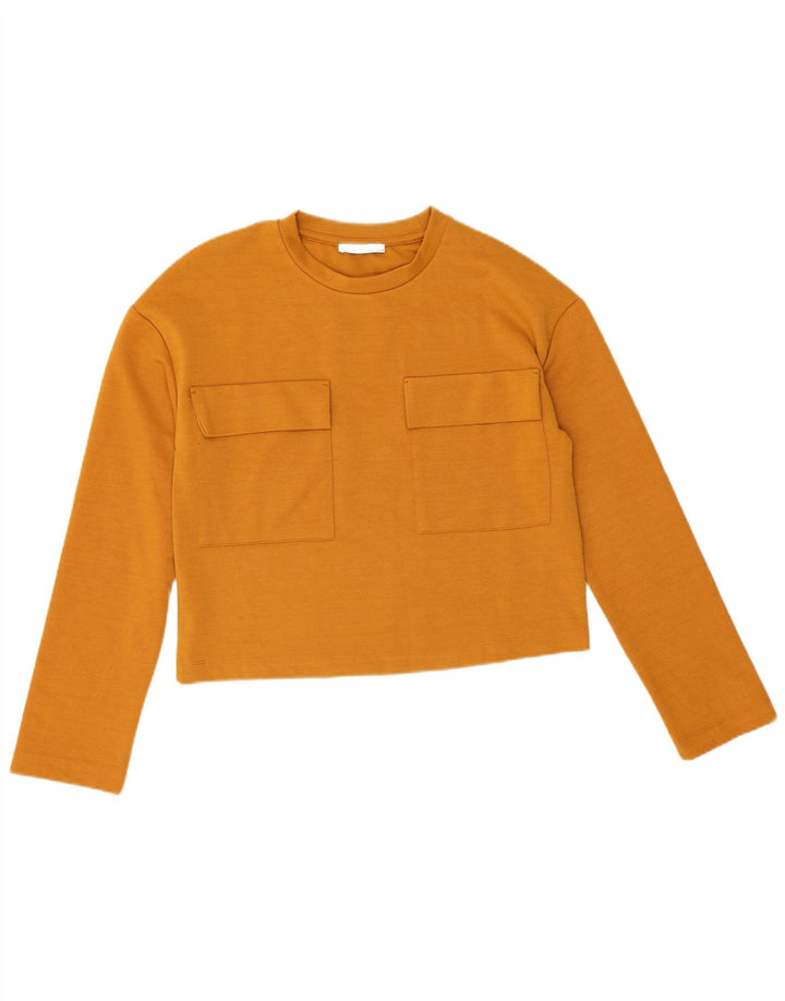 Zara Mujer Top Manga Larga UK 10 Small Naranja