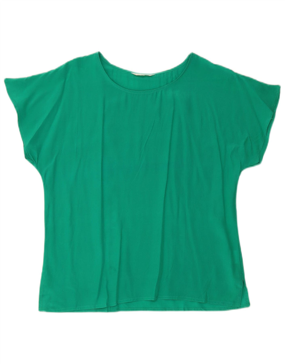 VINTAGE Mujer Suelta Blusa Top Reino Unido 10 Pequeña Seda Verde