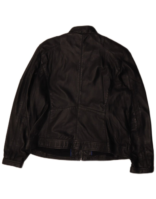 Chaqueta de cuero vintage para mujer IT 44 Cuero negro medio