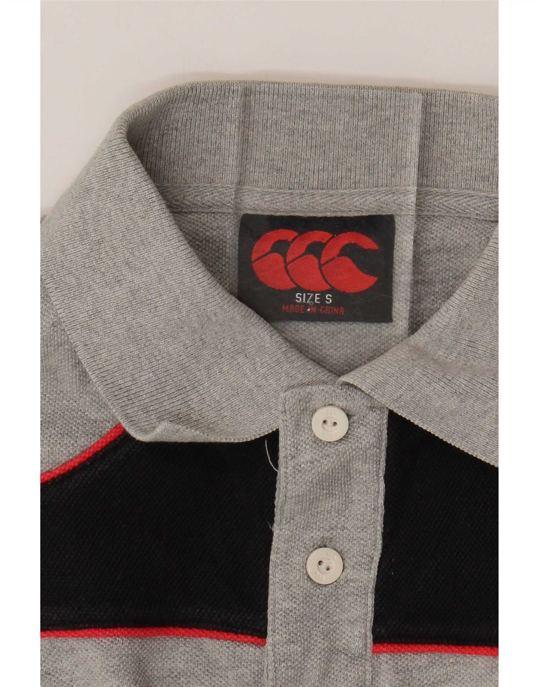Canterbury Polo para hombre de algodón color block gris pequeño