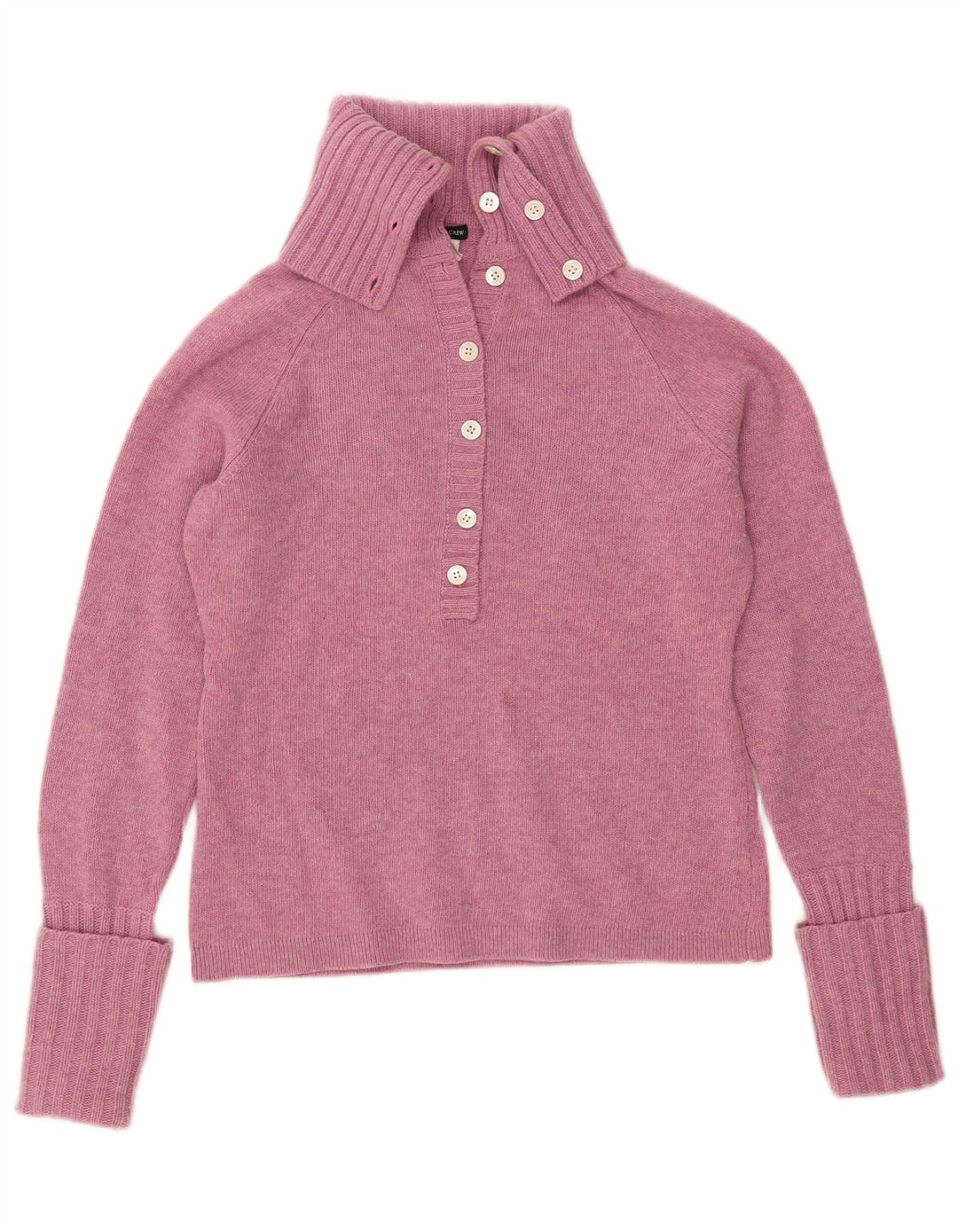 J. CREW Suéter tipo jersey con cuello vuelto y botones para mujer, talla 40, color rosa medio