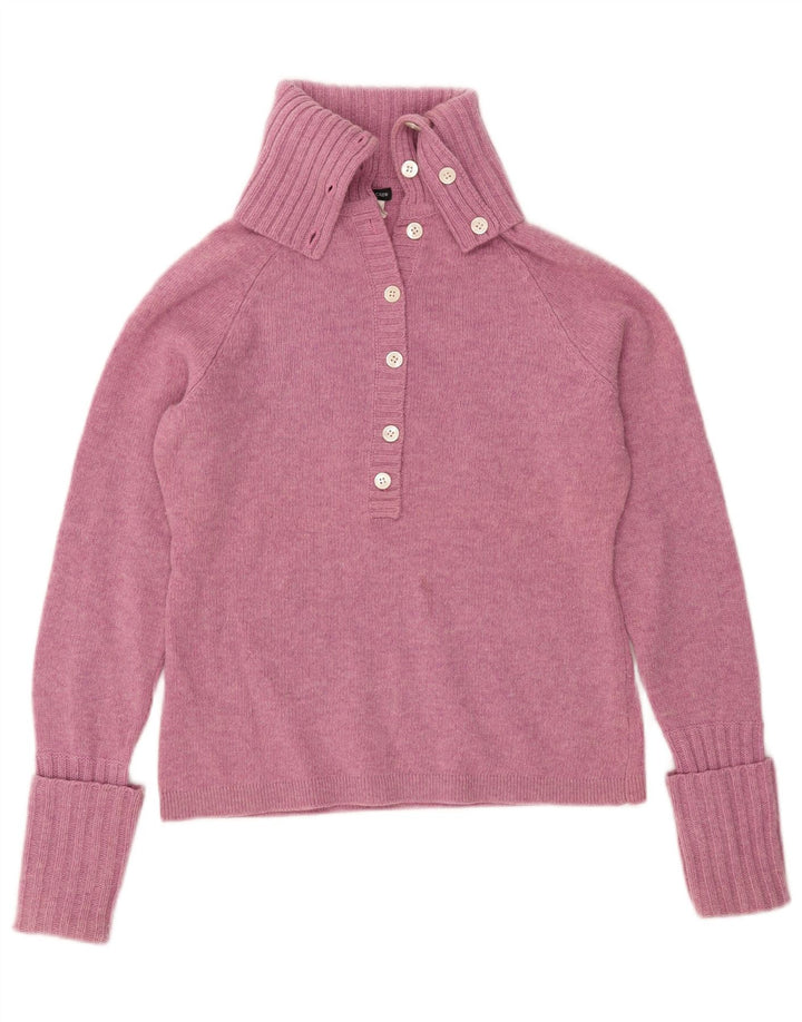 J. CREW Suéter tipo jersey con cuello vuelto y botones para mujer, talla 40, color rosa medio