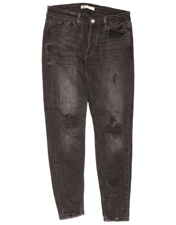 Zara Jeans ajustados desgastados para hombre EU 44 Large W34 L28 Algodón gris