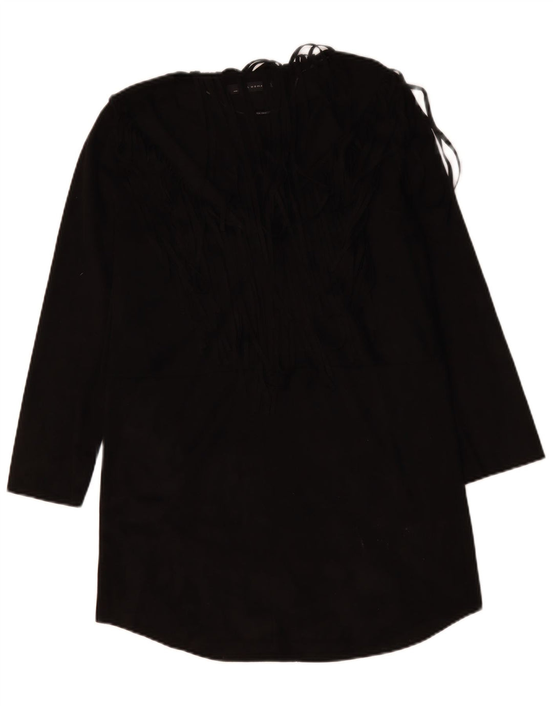 ZARA Vestido Túnica Manga Larga Mujer UK 44 Mediano Negro Poliéster