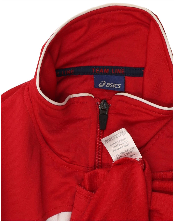 ASICS Hombre Chándal Top Chaqueta Medio Rojo Colorblock Poliéster