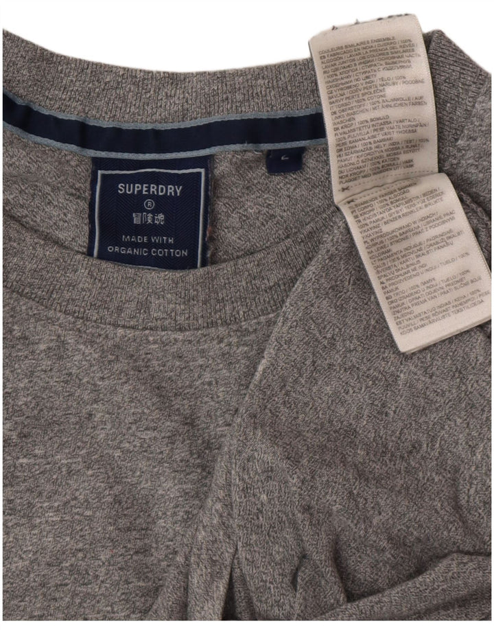 Superdry Camiseta para hombre Top grande de algodón moteado gris