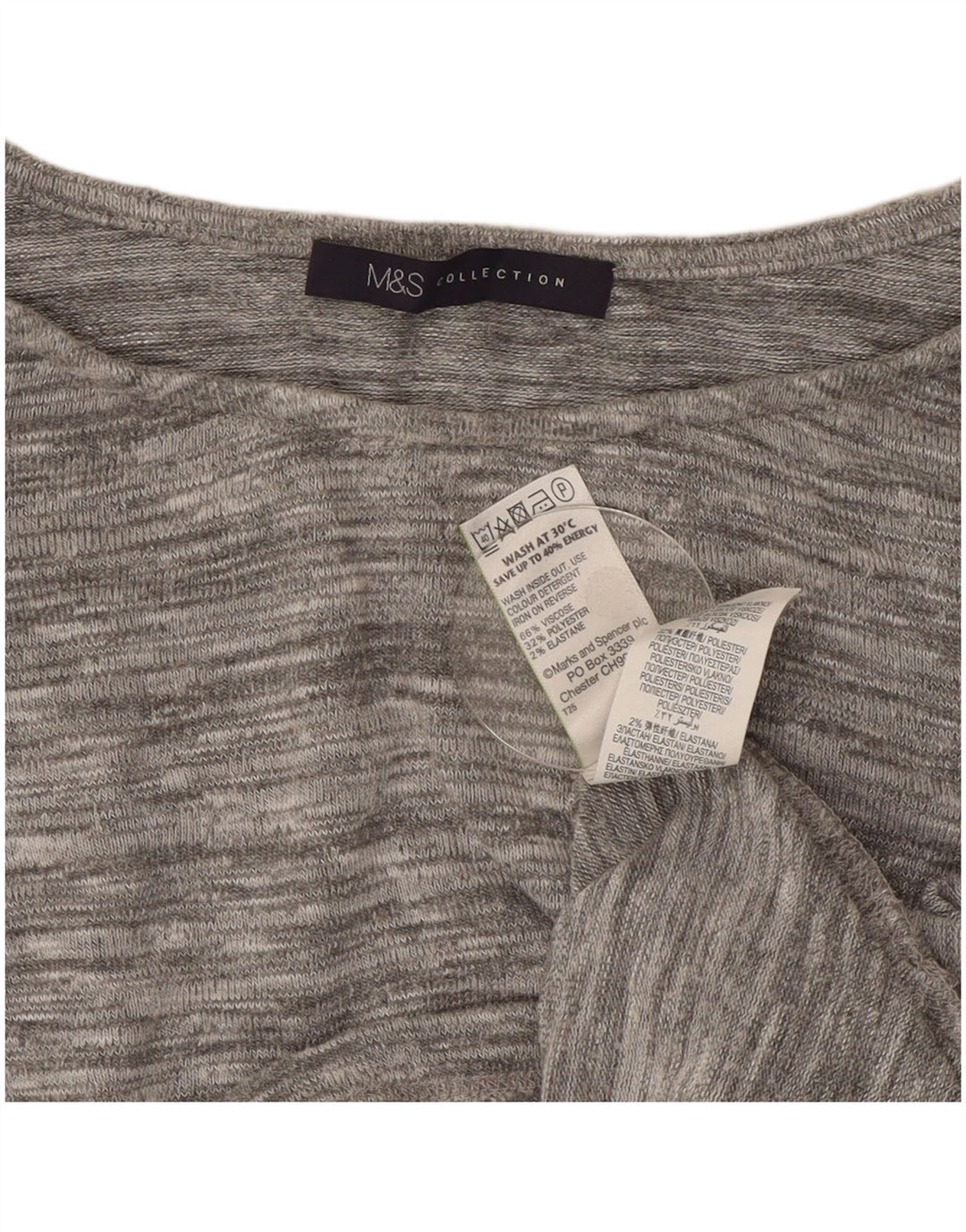 Marks & Spencer Top para mujer manga 3/4 UK 42 Viscosa moteada gris medio