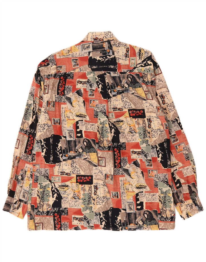 Vintage hombres patrón abstracto camisa tamaño 38/40 medio viscosa multicolor