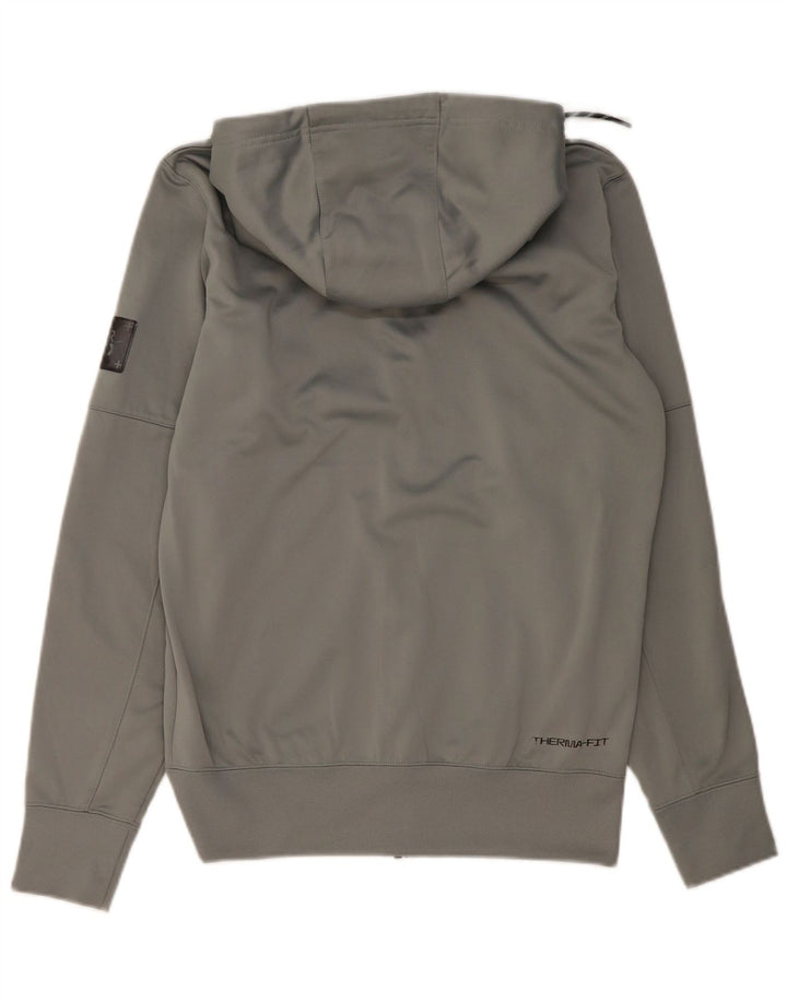 Nike Sudadera con capucha y cremallera gráfica para hombre, talla pequeña, poliéster gris