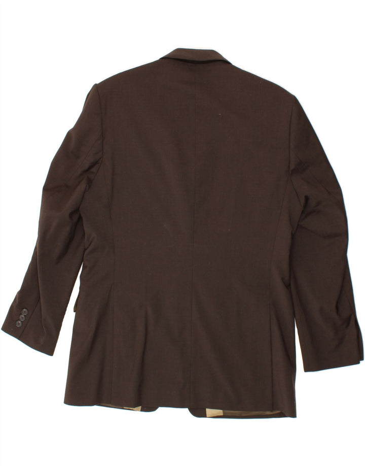 JEFF BANKS Mens 2 Button Blazer Jacket EU 50 Large Brown Polyester Vintage Jeff Banks and Second-Hand Jeff Banks from Messina Hembry 