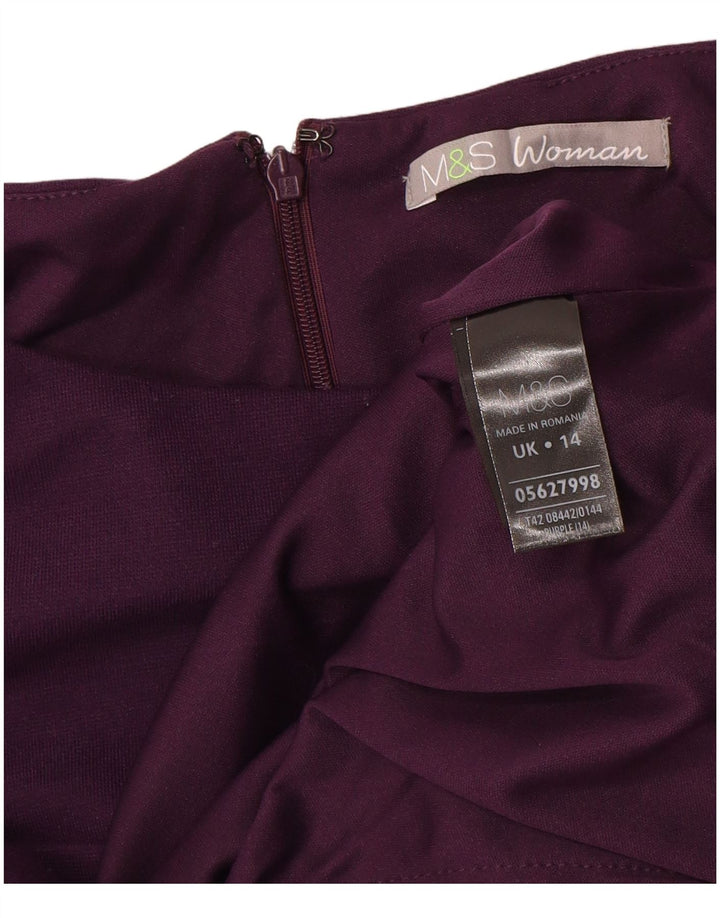MARKS & SPENCER Vestido Peplum para mujer UK 44 Poliéster morado medio