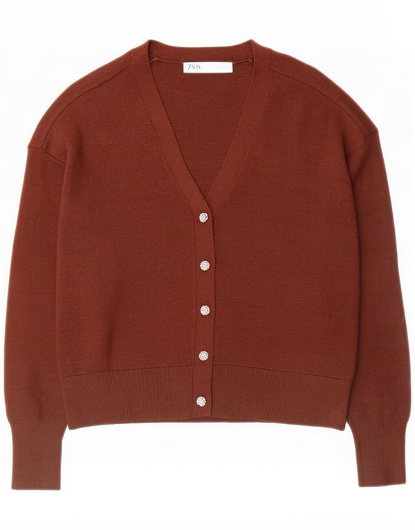 Zara Cárdigan Mujer UK 40 Small Marrón Viscosa