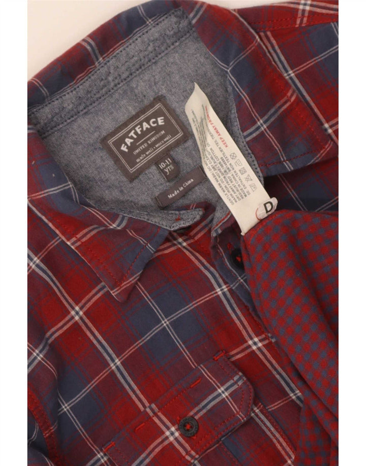 Camisa de franela para niño Fat Face 10-11 años Algodón a cuadros rojos