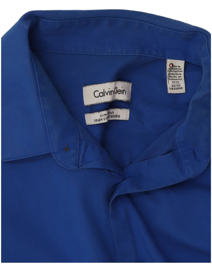 Calvin Klein Camisa Slim Fit para hombre Talla 15 1/2 Algodón azul mediano