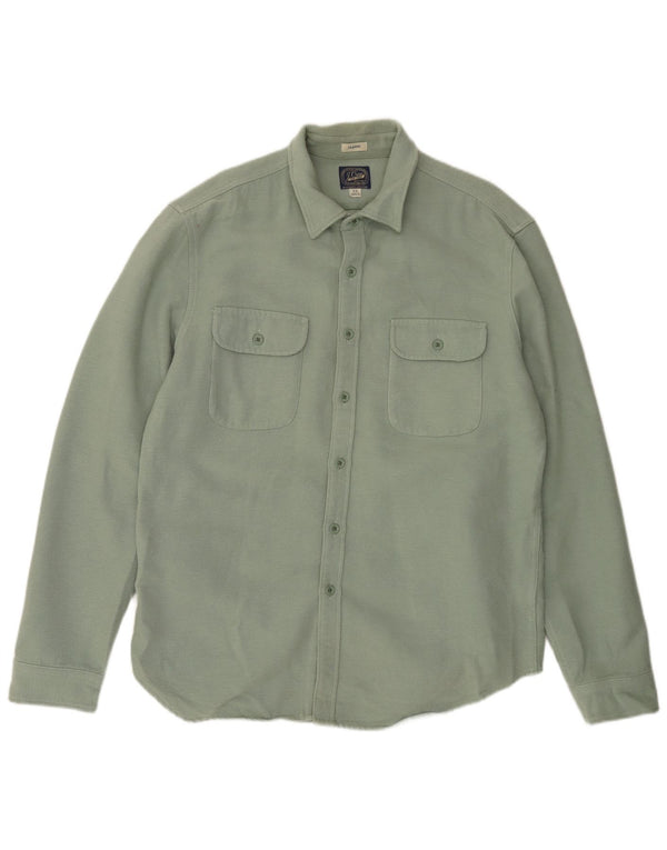 J. CREW Camisa clásica de franela para hombre XL Algodón verde