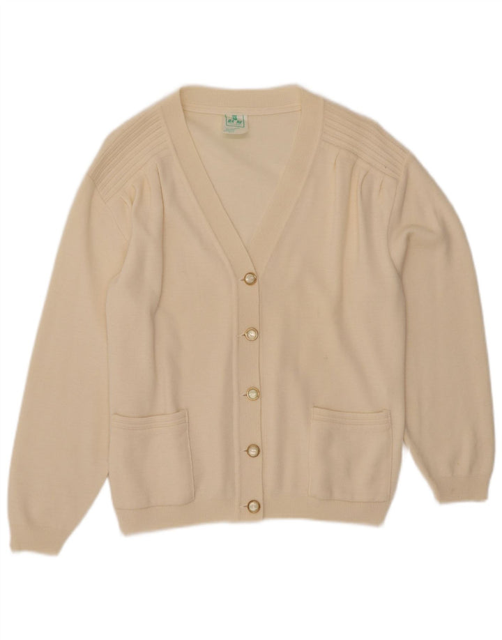 VINTAGE Suéter Cárdigan para Mujer Reino Unido 12 Beige Medio