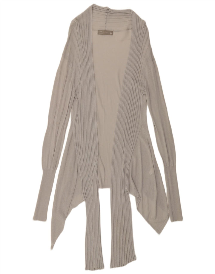 Zara Mujer Longline See Through Cardigan Top UK 42 Viscosa Gris Medio