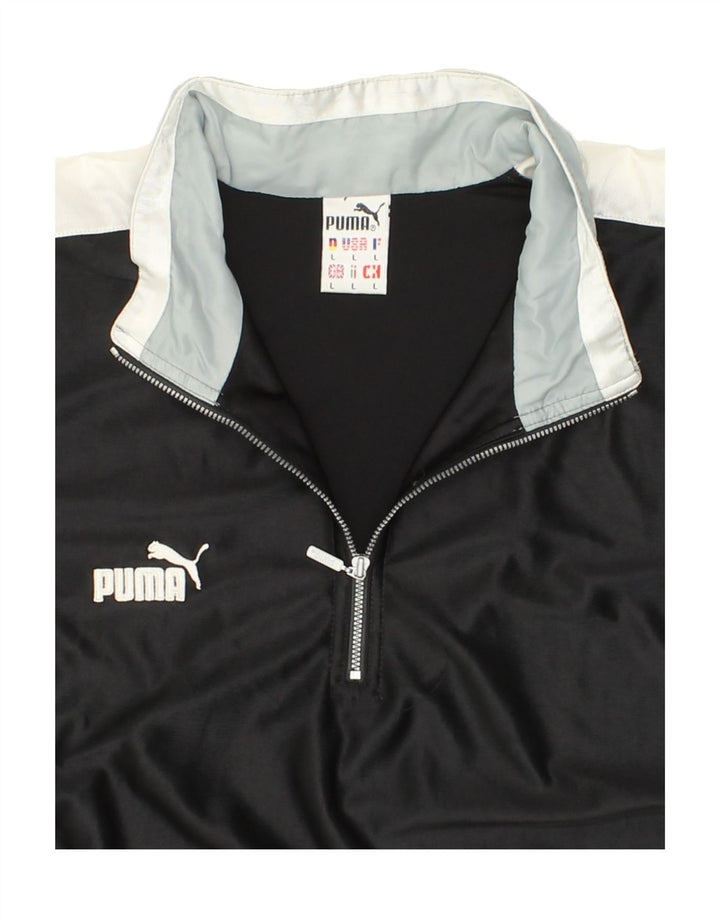 PUMA Mens Short Sleeve Zip Neck Pullover Tracksuit Top Large Black Vintage Puma and Second-Hand Puma from Messina Hembry 