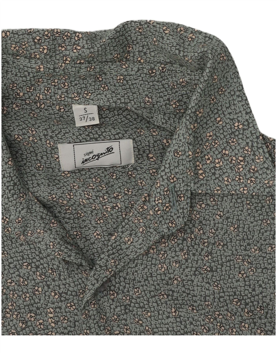 Camisa Incognito para hombre talla 37/38 pequeña gris floral