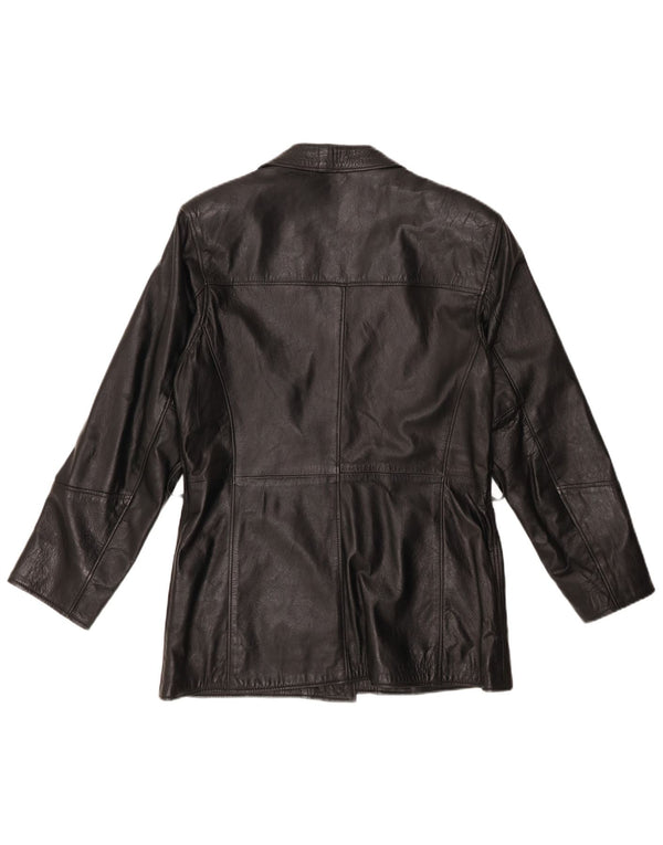 VINTAGE Chaqueta de cuero para mujer Reino Unido 14 Medio Negro