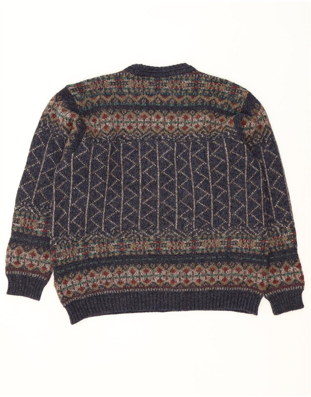 Marks & Spencer Suéter tipo jersey con cuello redondo para hombre Azul marino mediano Fair Isle