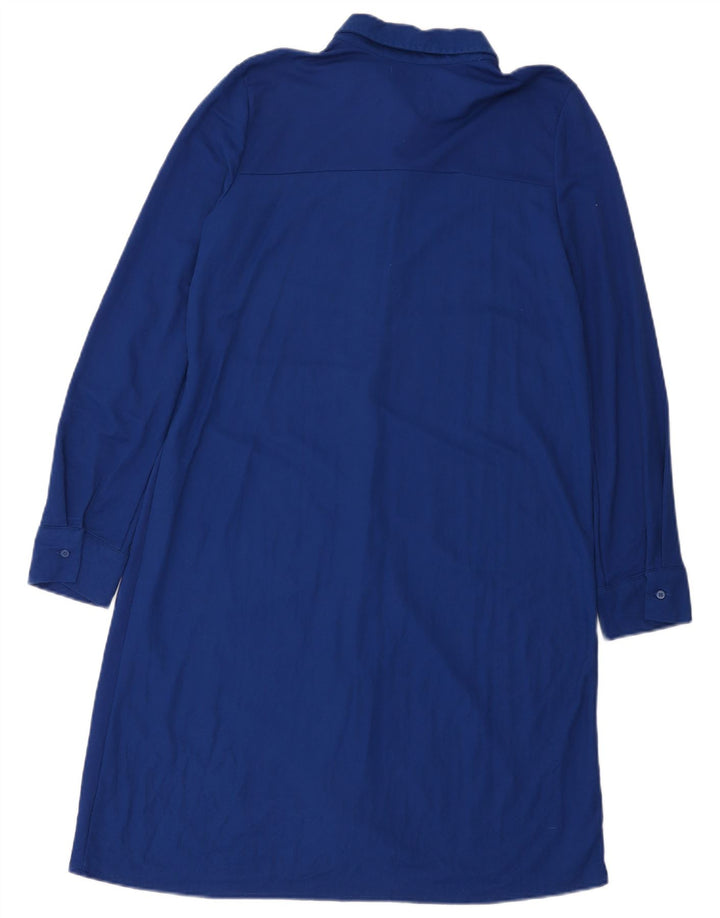 Zara Vestido Camisero Mujer UK 44 Azul Medio